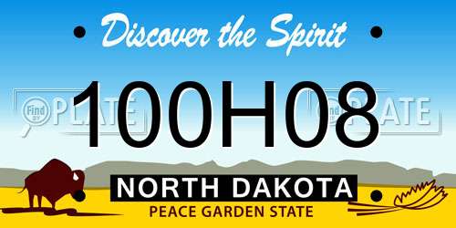 100H08 North Dakota License Plate