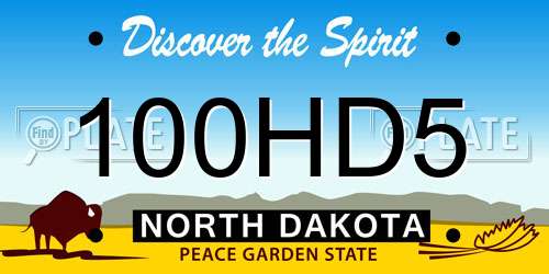 100HD5 North Dakota License Plate