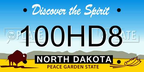 100HD8 North Dakota License Plate