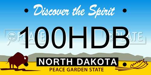 100HDB North Dakota License Plate