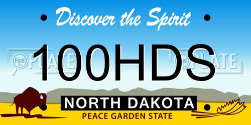 100HDS North Dakota License Plate
