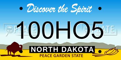 100HO5 North Dakota License Plate