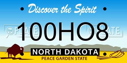 100HO8 North Dakota License Plate
