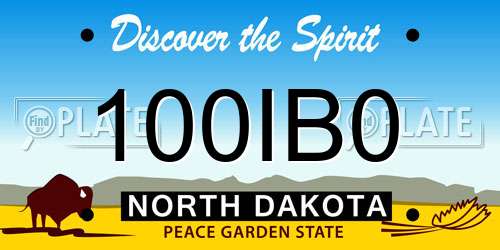 100IB0 North Dakota License Plate