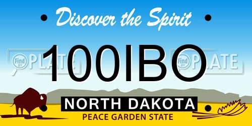 100IBO North Dakota License Plate