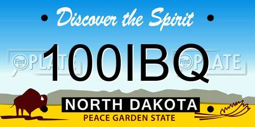 100IBQ North Dakota License Plate