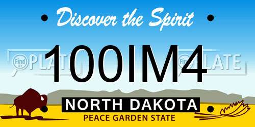 100IM4 North Dakota License Plate