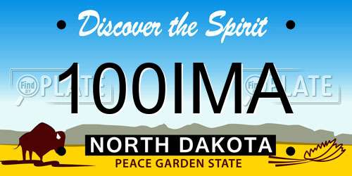 100IMA North Dakota License Plate