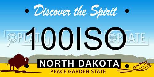 100ISO North Dakota License Plate