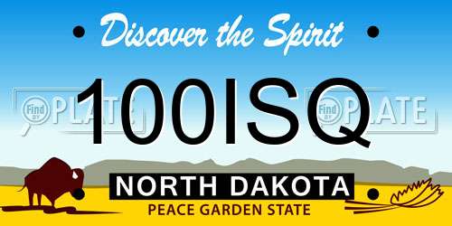100ISQ North Dakota License Plate