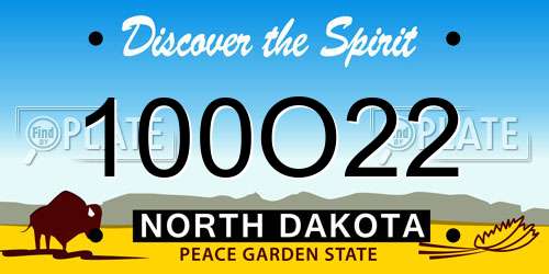 100O22 North Dakota License Plate