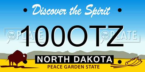 100OTZ North Dakota License Plate