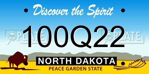 100Q22 North Dakota License Plate