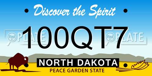 100QT7 North Dakota License Plate