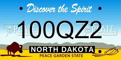 100QZ2 North Dakota License Plate