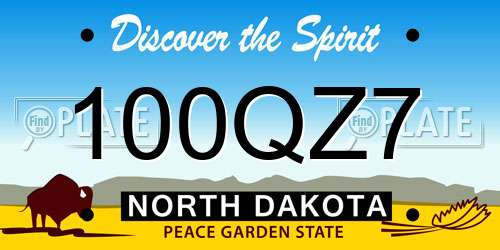 100QZ7 North Dakota License Plate