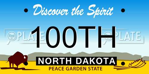 100TH North Dakota License Plate