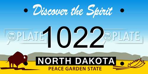 1022 North Dakota License Plate