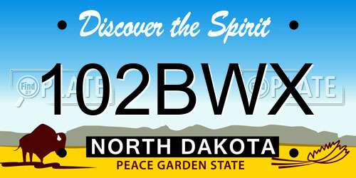 102BWX North Dakota License Plate