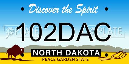 102DAC North Dakota License Plate
