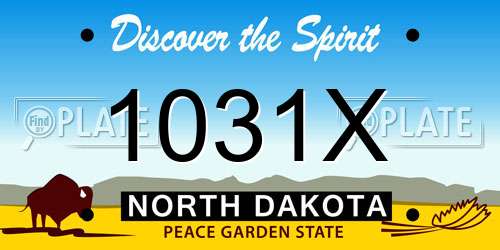 1031X North Dakota License Plate