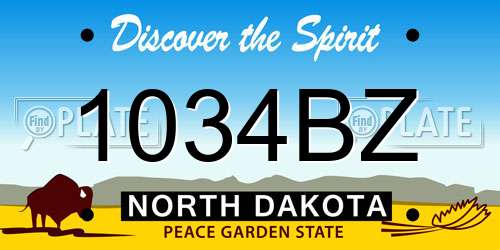 1034BZ North Dakota License Plate