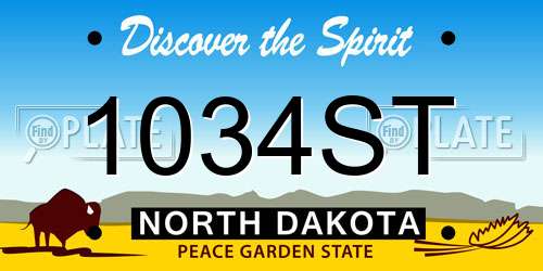 1034ST North Dakota License Plate