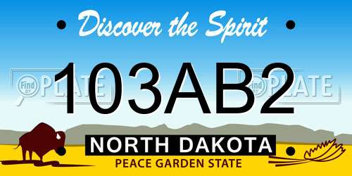 103AB2 North Dakota License Plate