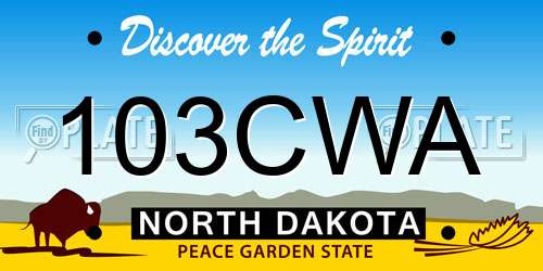 103CWA North Dakota License Plate