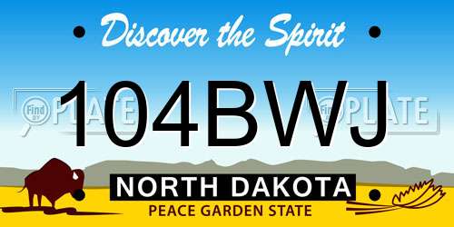 104BWJ North Dakota License Plate