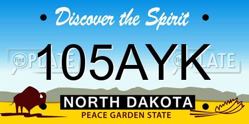 105AYK North Dakota License Plate