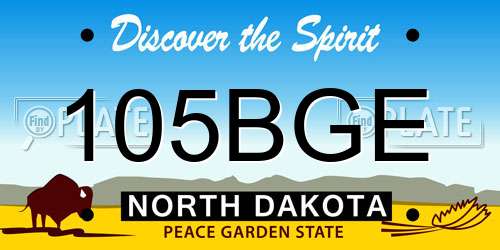 105BGE North Dakota License Plate