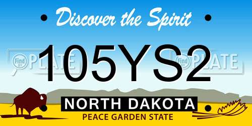 105YS2 North Dakota License Plate