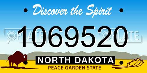 1069520 North Dakota License Plate