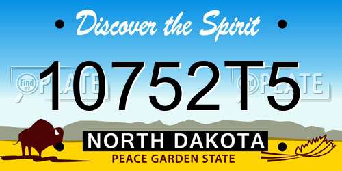 10752T5 North Dakota License Plate