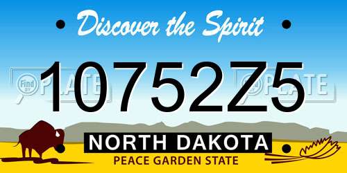 10752Z5 North Dakota License Plate