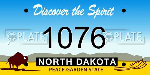1076 North Dakota License Plate