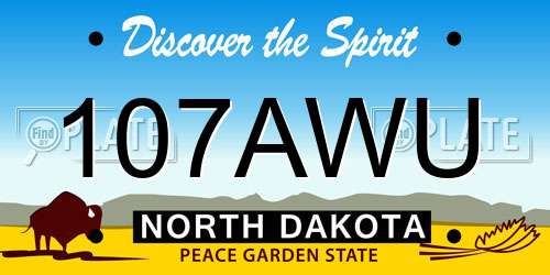 107AWU North Dakota License Plate