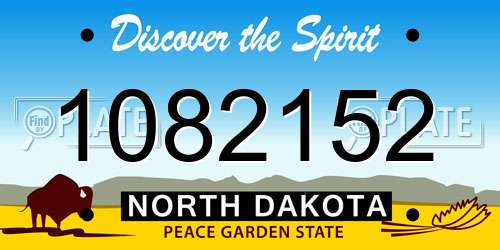 1082152 North Dakota License Plate