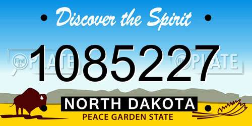 1085227 North Dakota License Plate