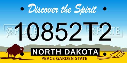 10852T2 North Dakota License Plate