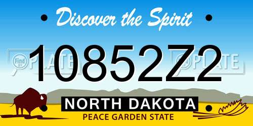 10852Z2 North Dakota License Plate