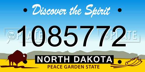 1085772 North Dakota License Plate