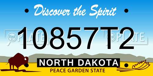 10857T2 North Dakota License Plate