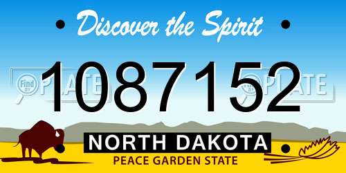 1087152 North Dakota License Plate