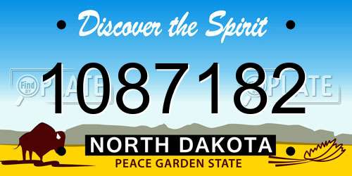 1087182 North Dakota License Plate