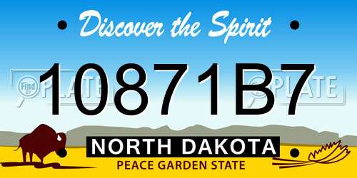 10871B7 North Dakota License Plate