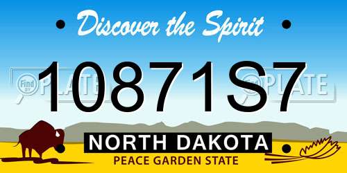10871S7 North Dakota License Plate