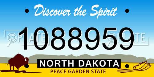 1088959 North Dakota License Plate
