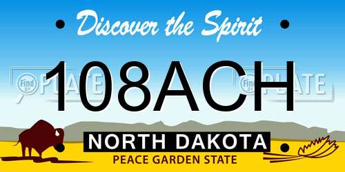 108ACH North Dakota License Plate
